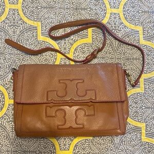 Tory Burch camel & pink crossbody